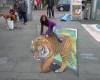 3D стрийт арт тигър от телевизор